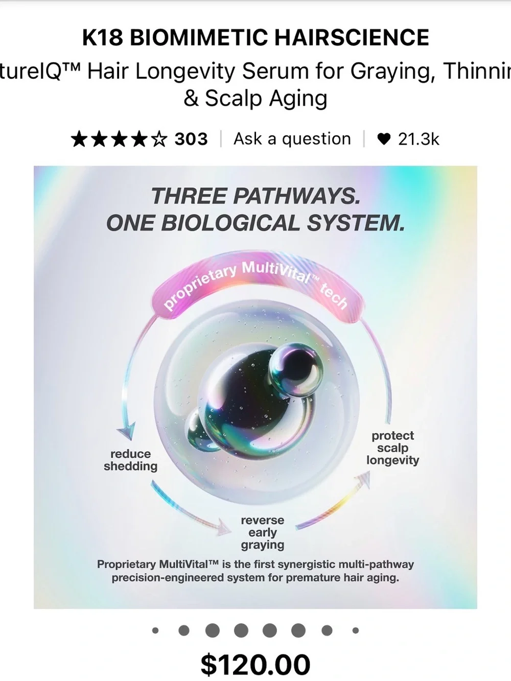 K18 FutureIQ Hair Longevity Serum - White